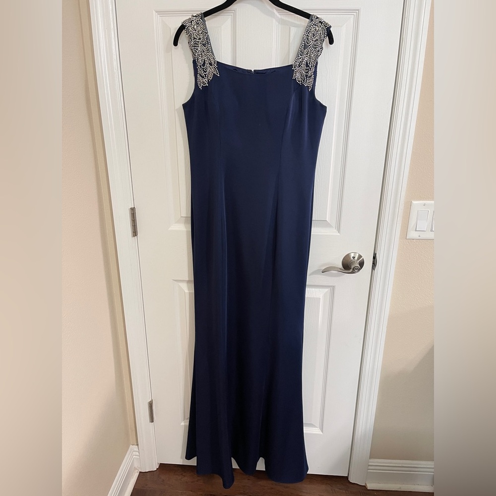 Cameron Blake Formal Dress with Embellished Straps Navy size 10